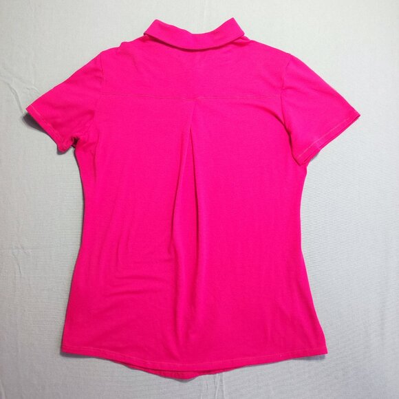 Adidas Golf polo shirt women's size M magenta short sleeve 1/4 button up - Picture 3 of 11